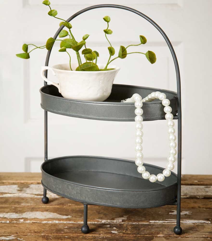 Amazon.com: Rustic Two Tier Oval Metal Tray : Home & Kitchen