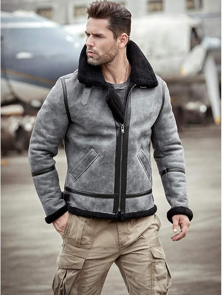 Amazon | [Denny&Dora] メンズシープスキンムートンジャケットB3