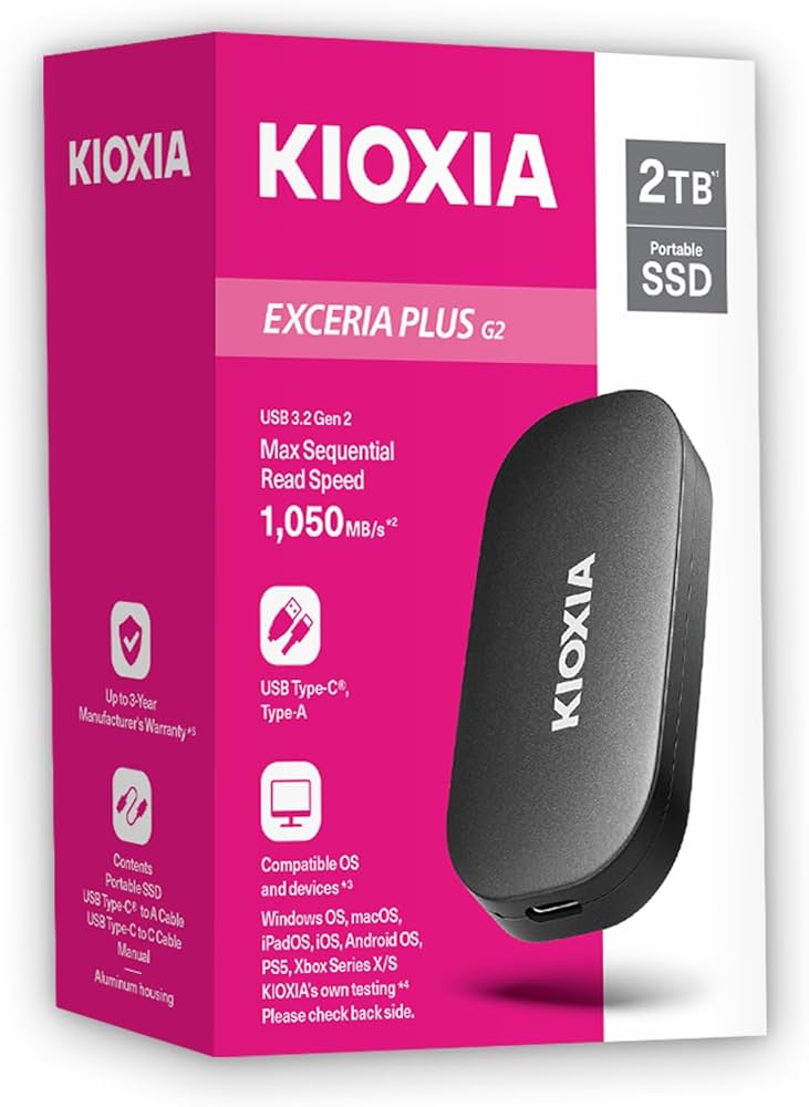 Amazon | KIOXIA EXCERIA Plus G2 ポータブル 2TB / 最大1,050MB/秒