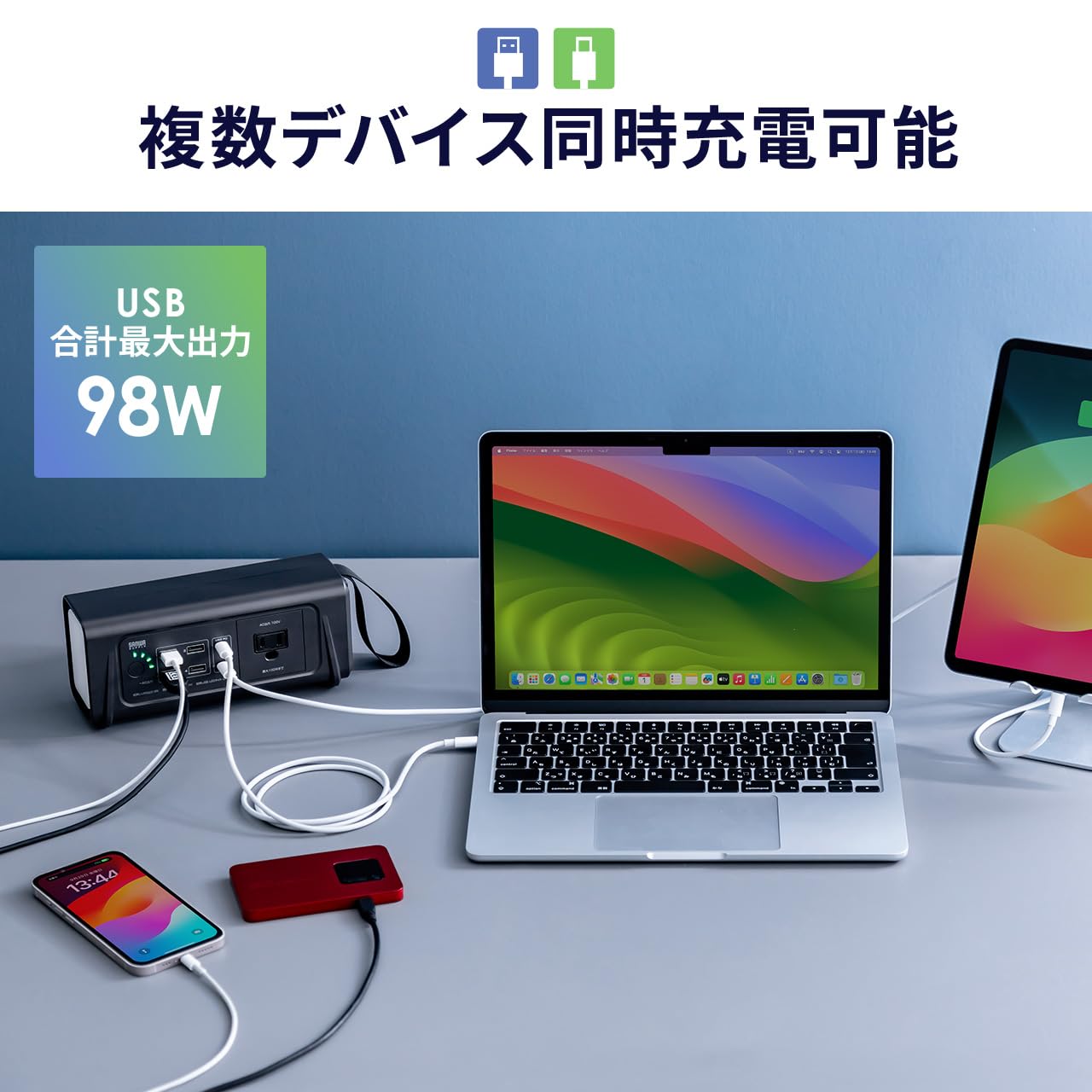 Amazon.co.jp: サンワダイレクト ポータブル電源 小型 30000mAh 111Wh
