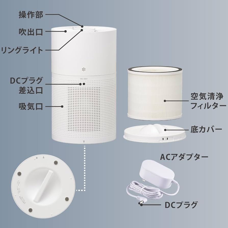 Amazon | オーム電機 空気清浄機 10畳 送風機能付き 扇風機 ライト付き