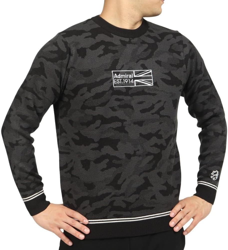 Amazon | [アドミラル ゴルフ] 裏地付 カモフラ クルーネックニット
