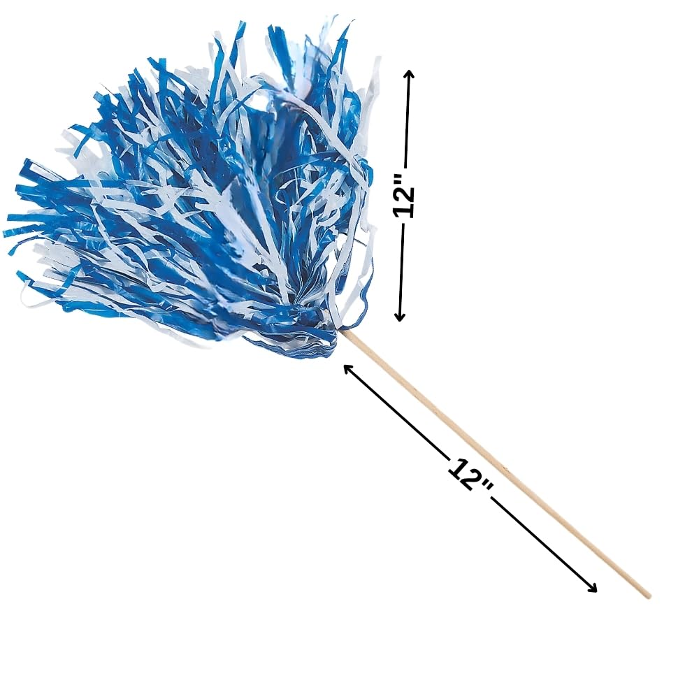 Amazon.com: Fun Express Royal Blue and White Cheer Pom Poms - Set