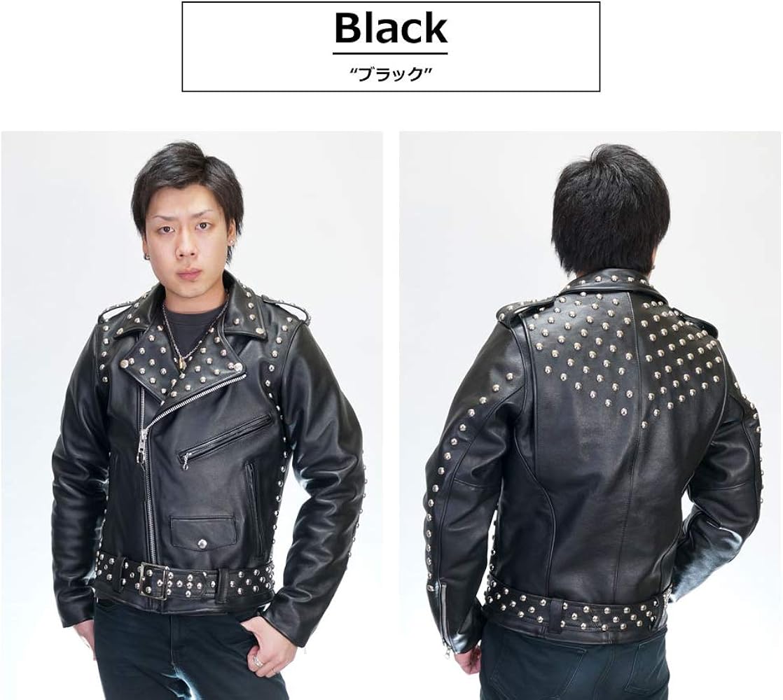 Amazon | [バンソン] スタッズ レザー ダブルライダースジャケット C2