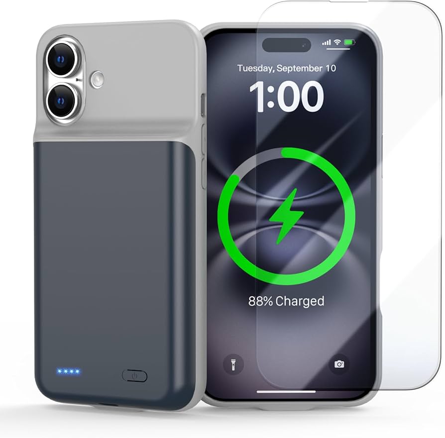 Amazon.com: POAQCIF Battery Case for iPhone 16, Ultra-Slim 7000mAh