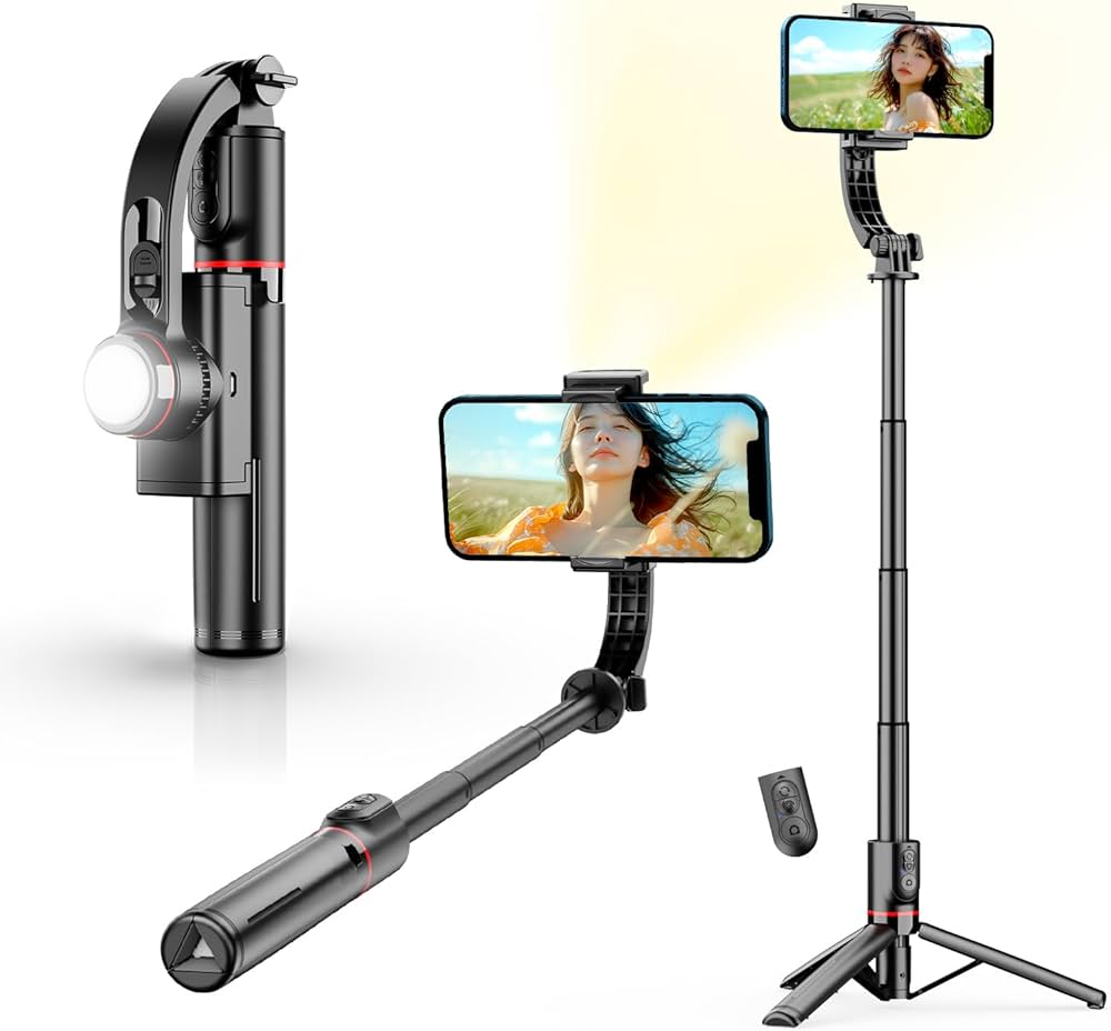 Amazon | 【2025最新手ブレ防止自撮り棒】スマホジンバル【Bluetooth
