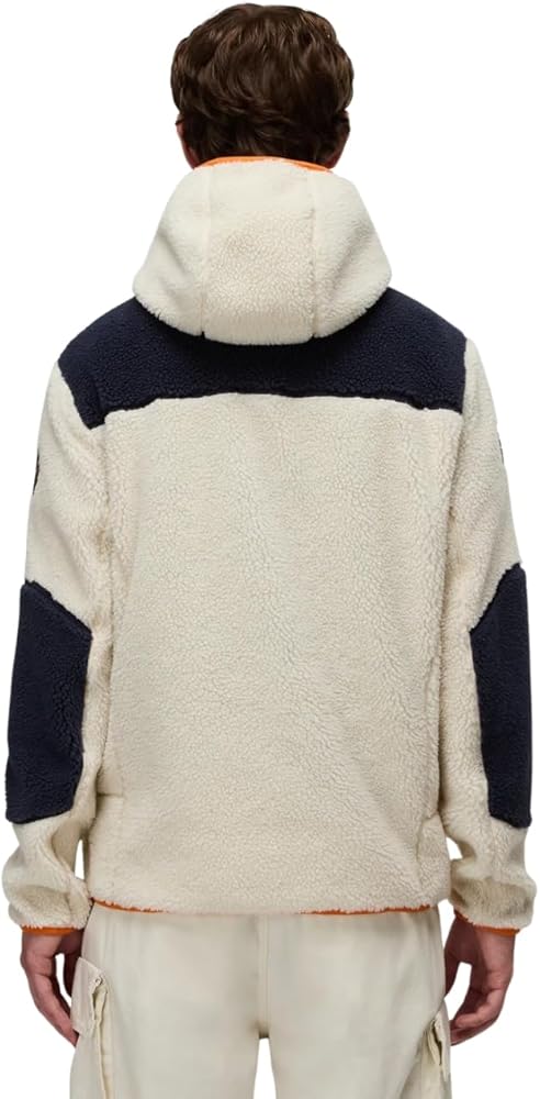 Napapijri Yupik Fleece Jacket, Full Zip, Hooded, Orange Multi (US