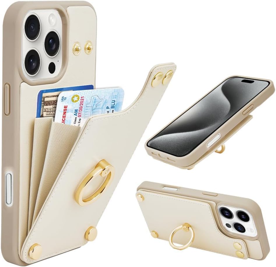 Amazon.co.jp: ZVE iPhone 16Pro 対応ケースリング付き カード入れ