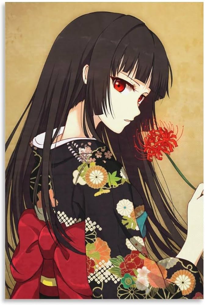 Amazon.co.jp: 絵画 地獄少女 閻魔あい 浴衣 和風 ポスター 装飾画
