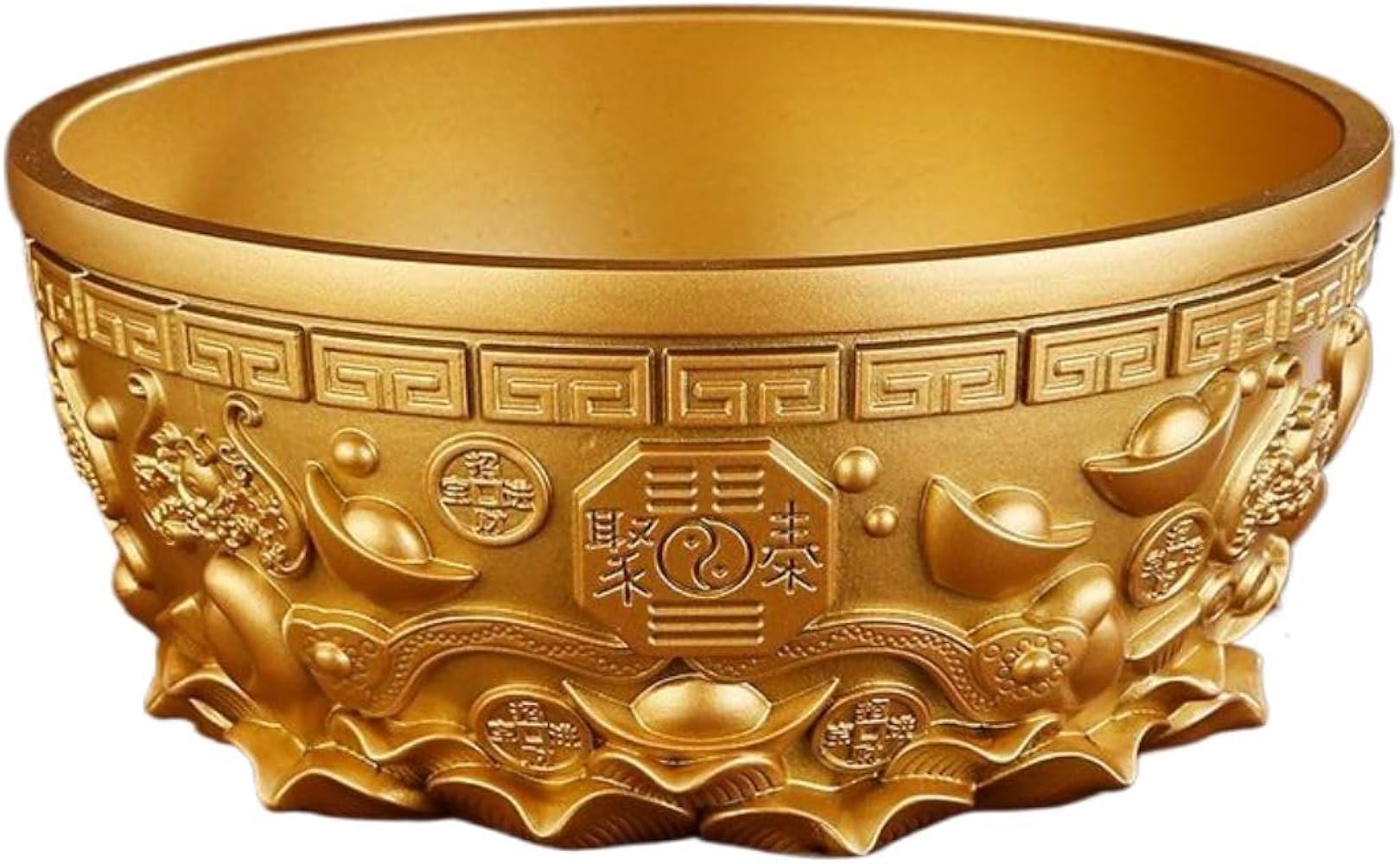 Amazon.com: Piegricdiat 纯金色聚宝盆招财聚宝缸客厅玄关摆件铜器Feng