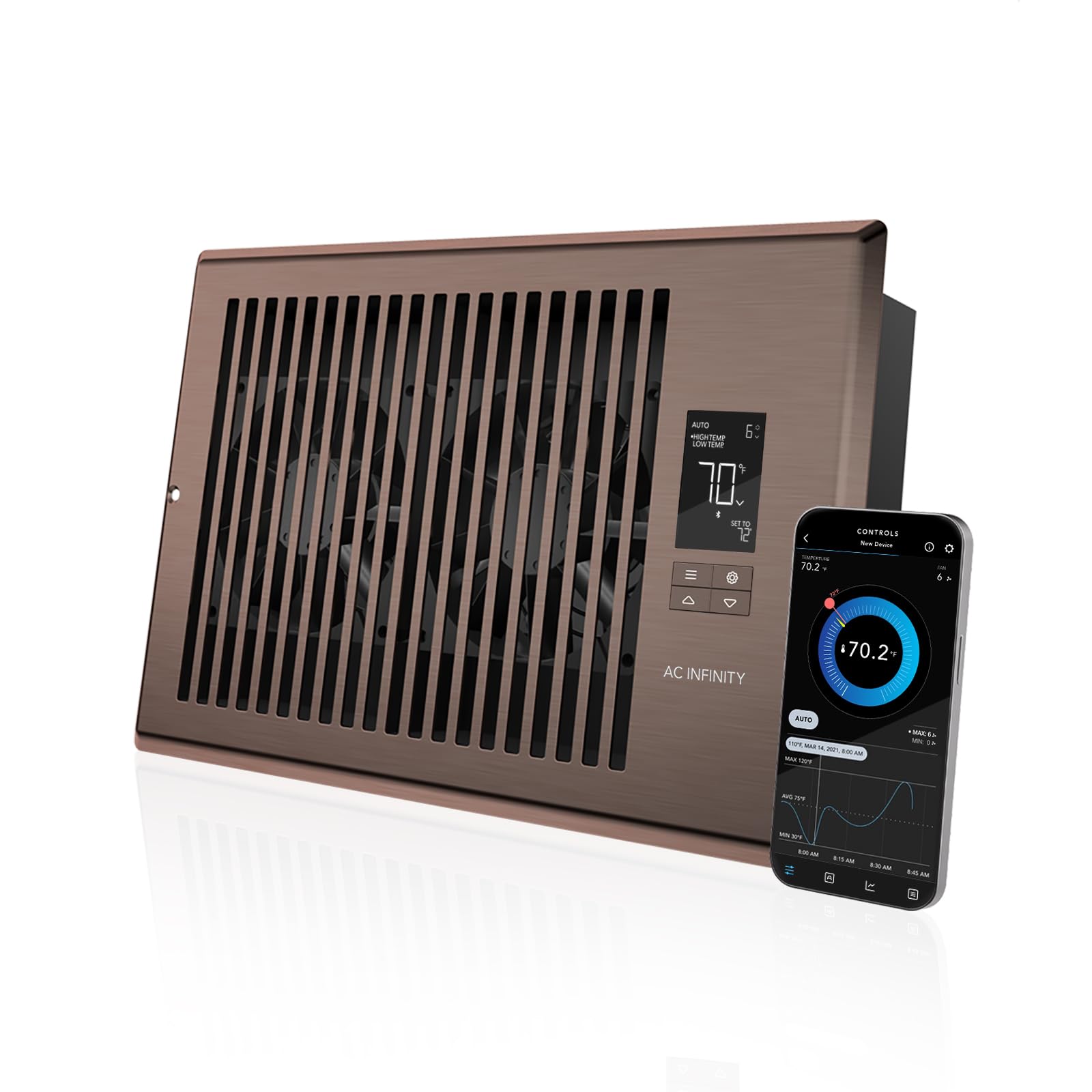 Amazon.com: AC Infinity AIRTAP T6 Bronze, Register Booster Fan for