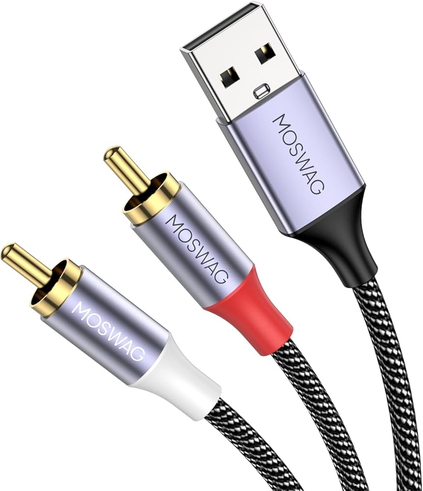 Amazon | MOSWAG RCA USBケーブル、デュアルRCAジャックオーディオ