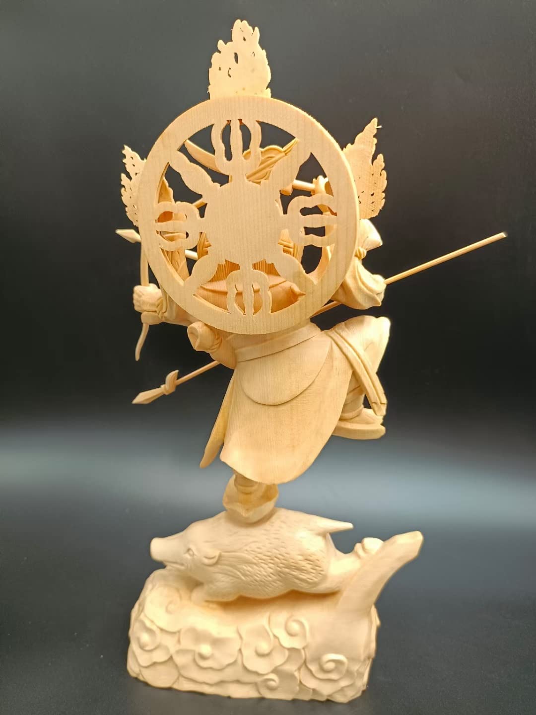 Amazon｜摩利支天 仏像 立像 騎猪像 木彫り 仏像 守護神 総高28cm