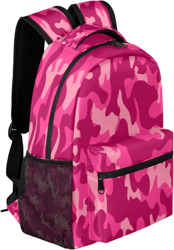 Amazon.co.jp: [SEEKJOYS] ピンク迷彩イラスト リュックサック 子供 多