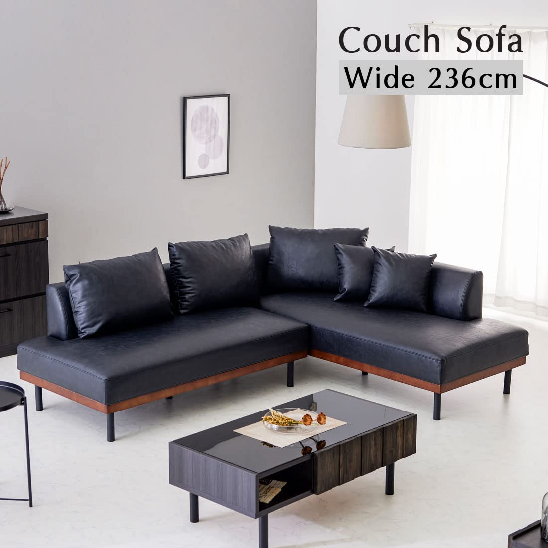 Amazon｜カウチソファ ソファ コーナーソファ カウチ L字型 PU レザー