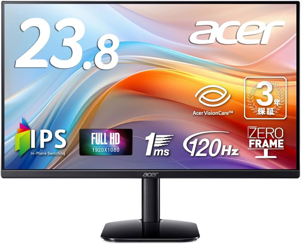 Amazon.co.jp: Acer モニター 23.8インチ フルHD 非光沢 IPS 120Hz 1ms