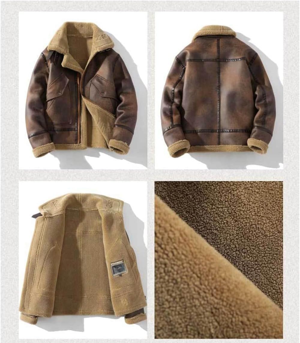 Amazon | [Patypeety] レザージャケット ムートンジャケット メンズ 本