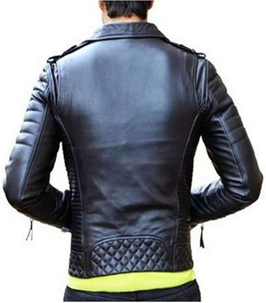 Mens Distress Leather Jackets Motorcycle Bomber Biker Stylish