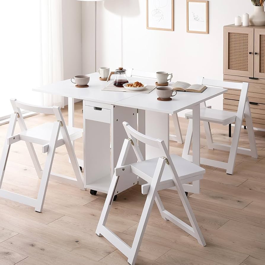 Amazon｜RASIK ダイニングテーブルセット 4人用 5点セット 折りたたみ