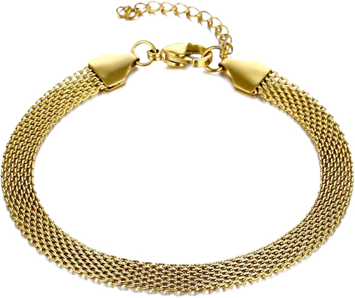 Amazon.com: yipima 14K White Gold Plated Mesh Link Bracelet for