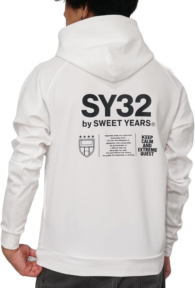 Amazon.co.jp: SY32 マルチロゴ プリント ジップパーカー メンズ