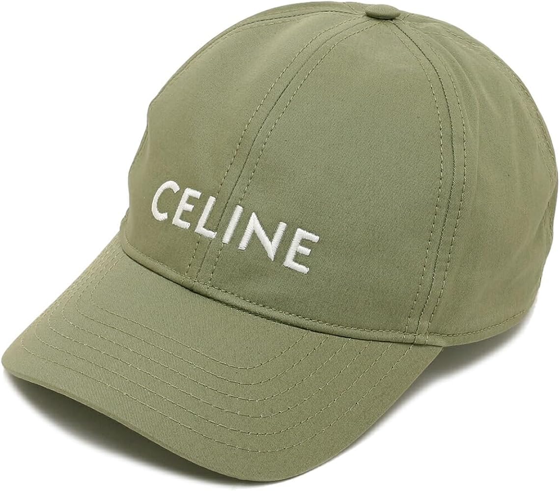 Amazon | [セリーヌ] 帽子 ベースボールキャップ ロゴ カーキ メンズ