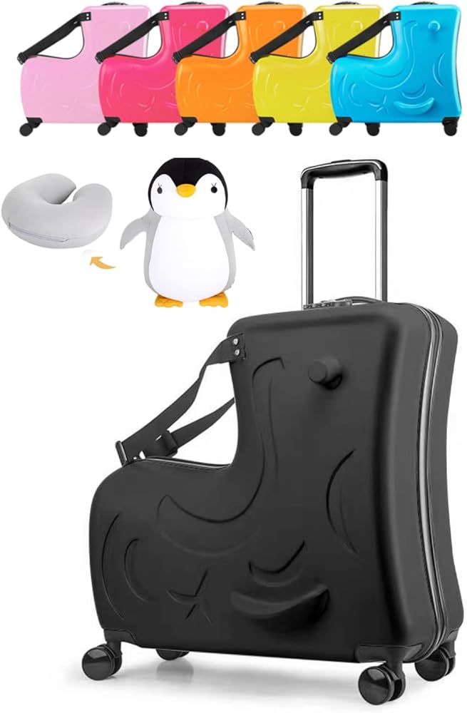 Amazon | [キッズトラベル] クッション付 黒 子供が乗れるキャリー