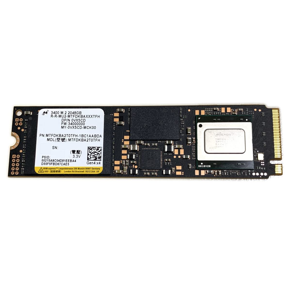 Amazon | Micron SSD 2TB 3400 M.2 2280 NVMe PCIe 4.0 Gen4 x4