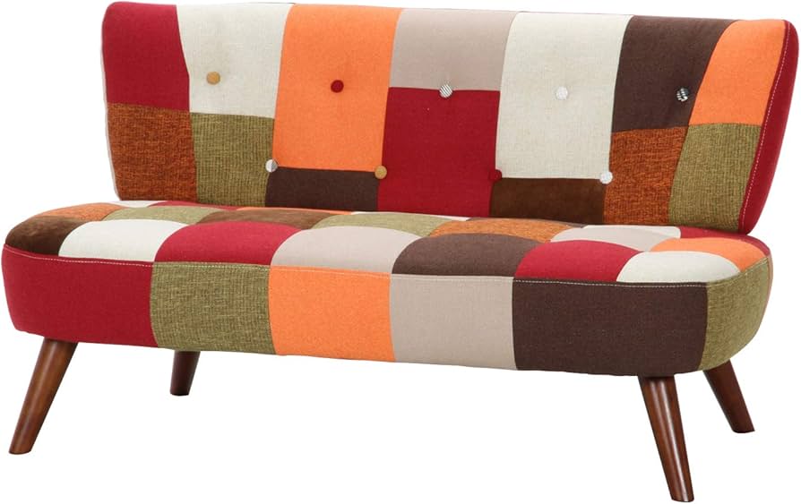 Amazon｜不二貿易 ソファ 2人掛け 幅123×奥行67×高さ68cm パッチワーク