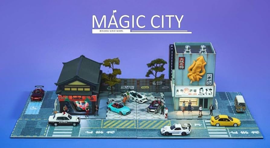 Amazon | 1/64 Magic City ジオラマ マツダ展示場 居酒屋 ミニカー一台
