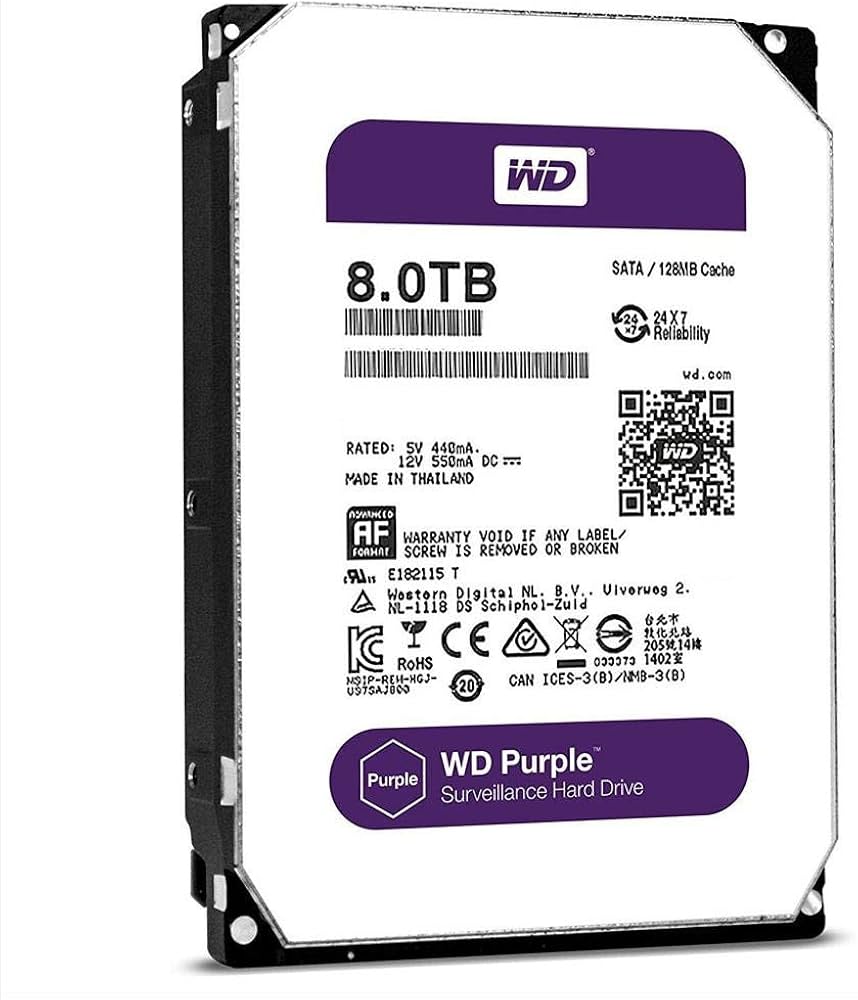 Amazon.com: WD Purple 8TB Surveillance Hard Disk Drive - 5400 RPM