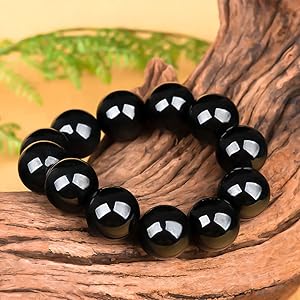 Amazon.com: FitJinZun Large Black Jadeite Stretch Bracelet for Men