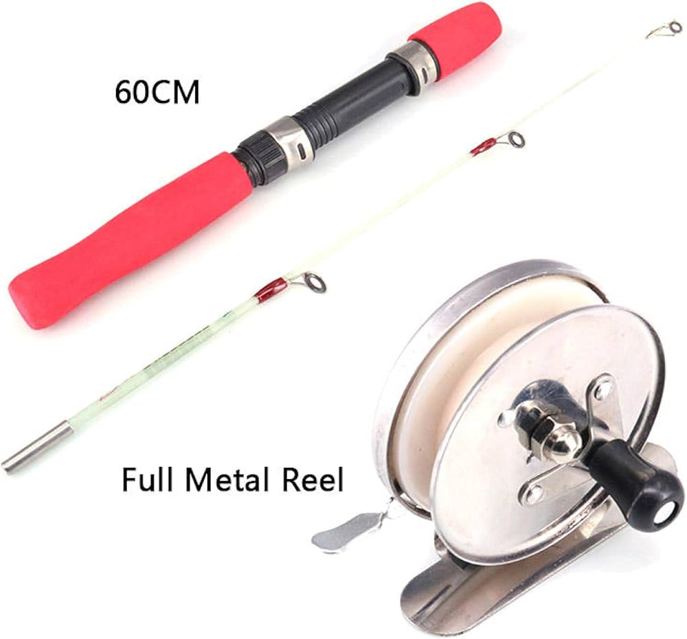 Amazon | 釣り竿 60cm赤い釣り竿リールコンボミニポケットアイス