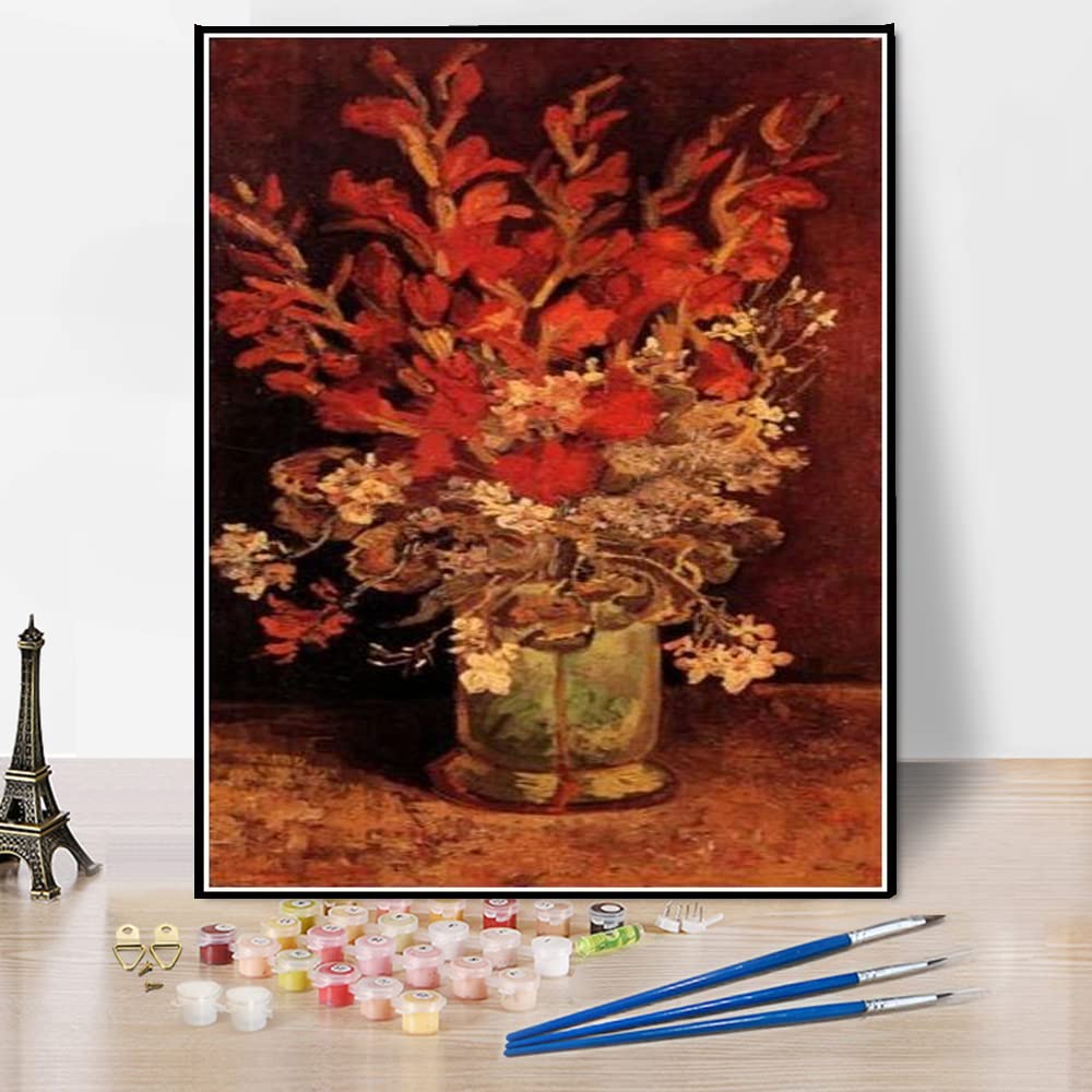 Amazon | DIY 数字油絵 グラジオラスとカーネーションの花瓶