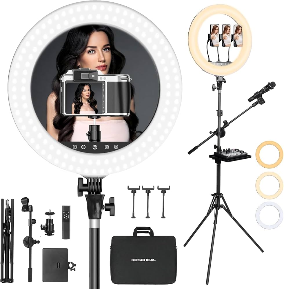 Amazon | KOSCHEAL 18インチLED リングライト, 女優ライト55W 3000K
