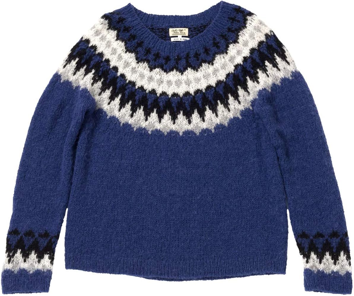 Amazon | ペルー製 アルパカ混 ノルディック セーター ニット 求心編み