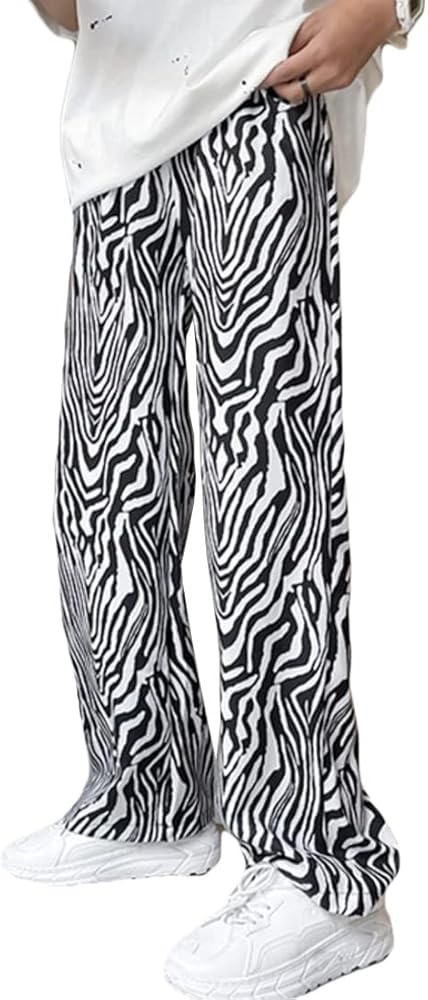 Amazon.com: HZCX FASHION Men Streetwear Ice Silk Straight Wide Leg