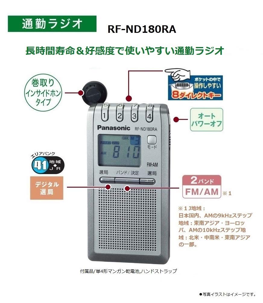 Amazon.co.jp: パナソニック 通勤ラジオ FM/AM 巻き取り式イヤホン