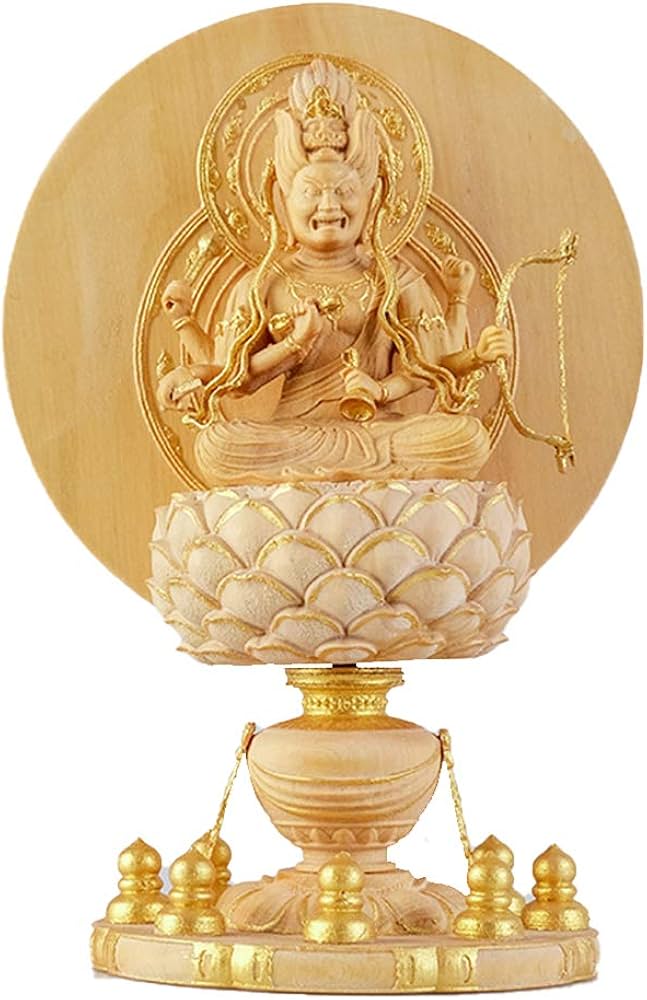 Amazon｜繁樓藝雕 手心仏系 仏像 木彫 守護神 【愛染明王】 精彫造像