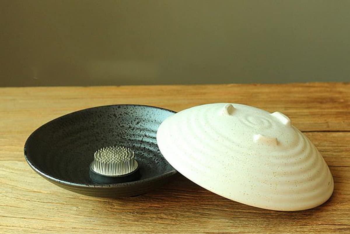 Amazon.co.jp: 水盤 生花用の花器 陶器 セラミックス ブラック 花瓶