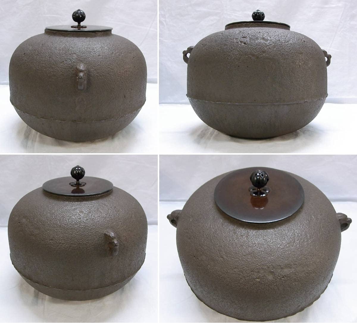 茶道具】金森紹栄造 亀甲鶴文独楽釜 風炉用 （共箱） 茶道具】金森紹