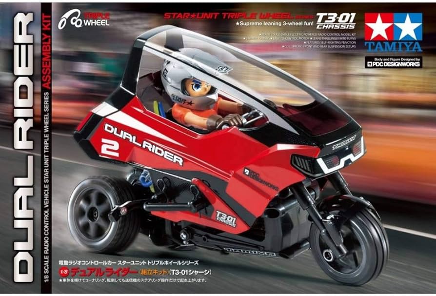 Amazon.com: Tamiya 57407 1/8 RC Dual Rider Trike Kit, T3-01