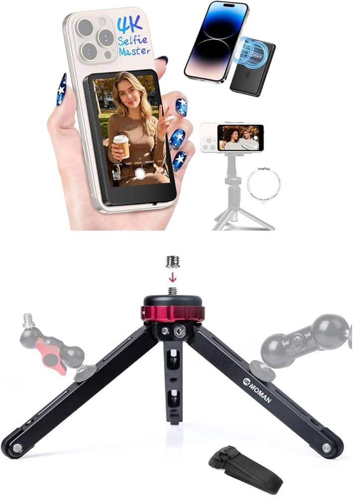 Amazon | Moman-ミニ三脚-卓上三脚 2段 高さ可変 80kg 耐荷重 アルカ