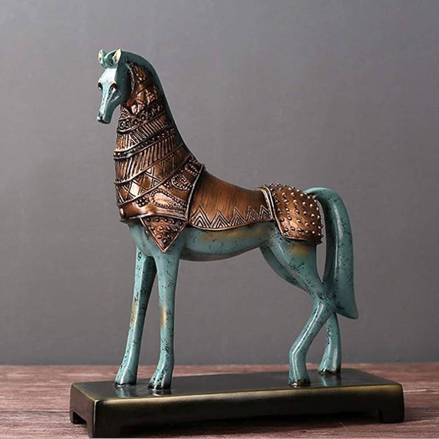 Amazon.co.jp: 置物・オブジェ 戦争馬彫刻中国唐三色艶をかけられた