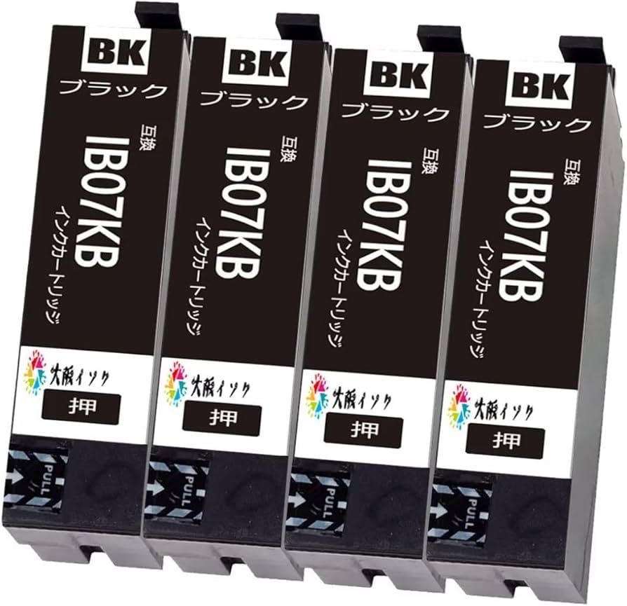 Amazon.co.jp: IB07KBブラック黒4本セット互換インクカートリッジ 目印
