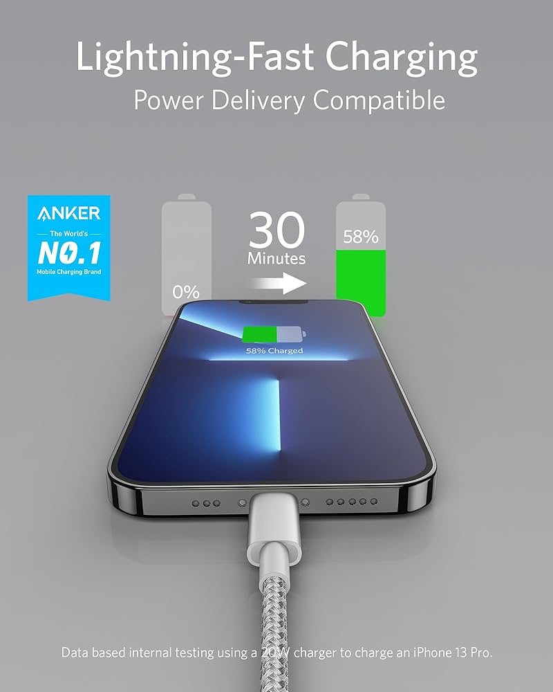 Amazon.com: Anker New Nylon USB C to Lightning Cable, Apple MFi