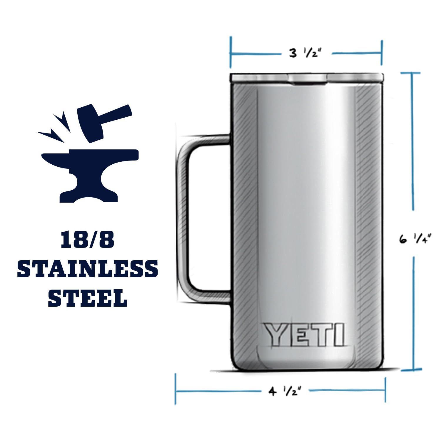 Amazon.com: YETI Rambler 24 oz Mug, Vacuum Insulated, Stainless