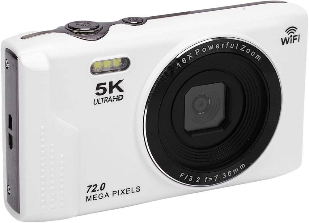 Amazon | 5Kデジタルカメラ、72MP UHD Wi-Fi Vlogカメラ、16倍ズーム