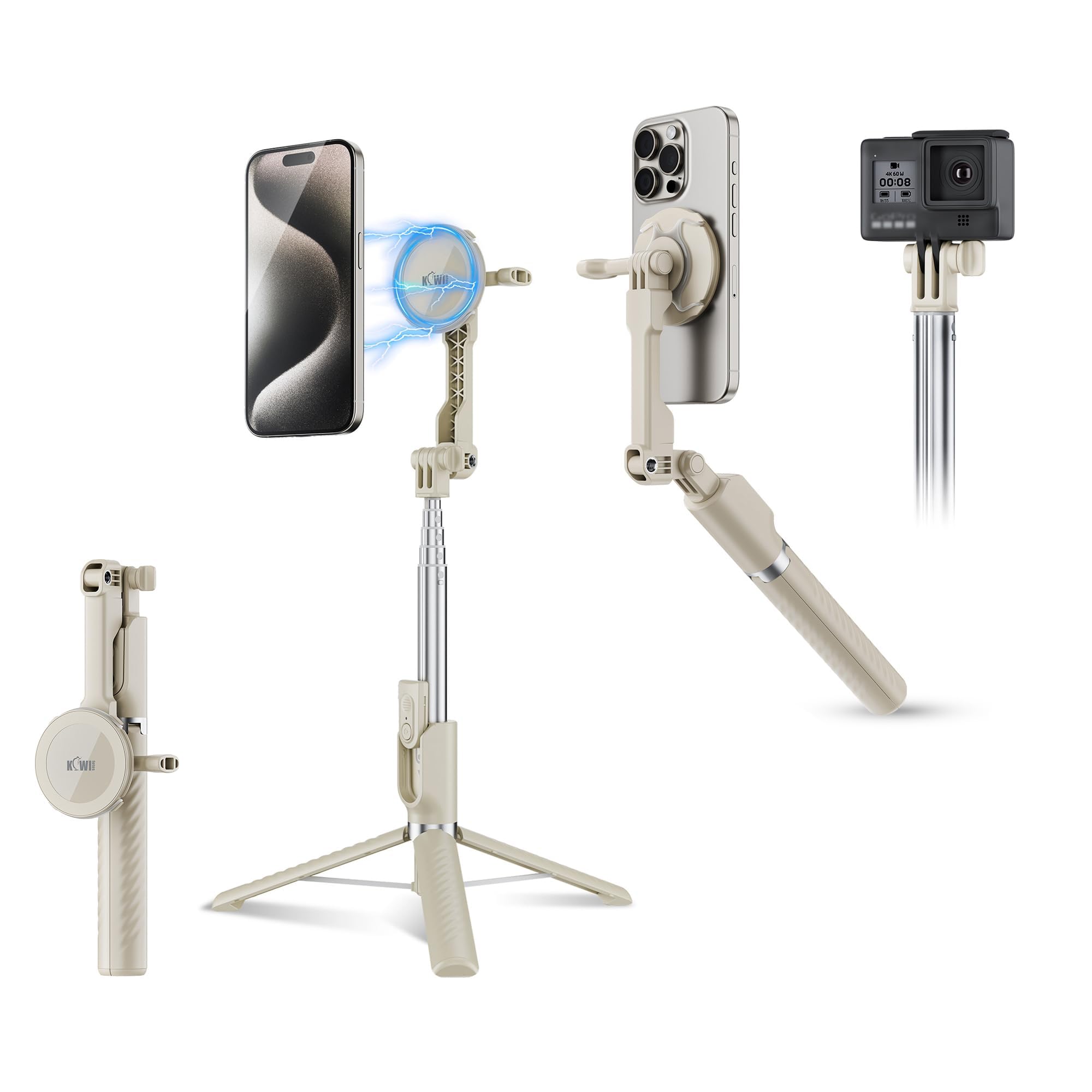 Amazon | KIWIFOTOS スマホ三脚 マグネット Magsafe対応 自撮り棒 180