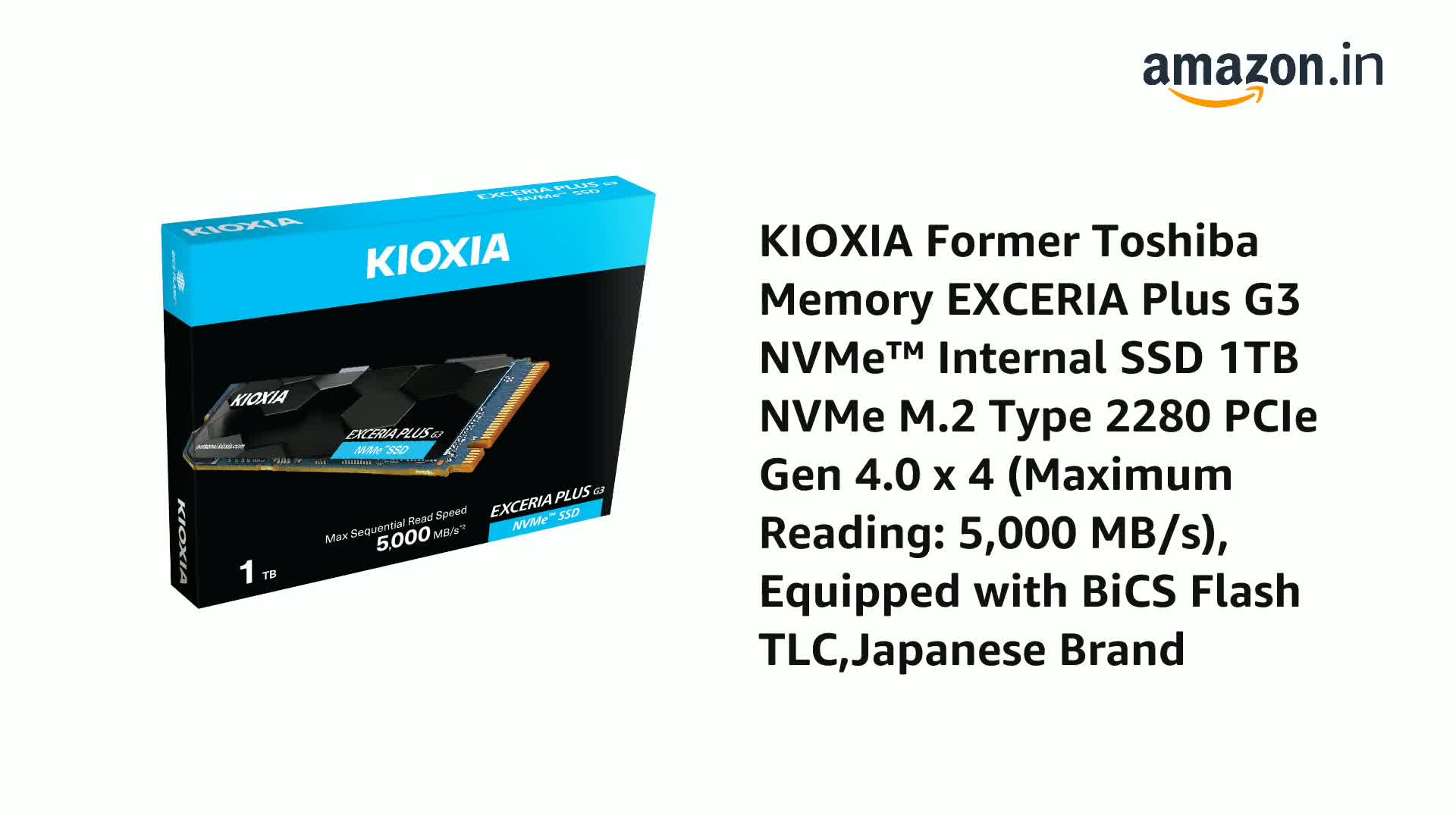 Amazon.in: Buy KIOXIA Former Toshiba Memory EXCERIA Plus G3 NVMe